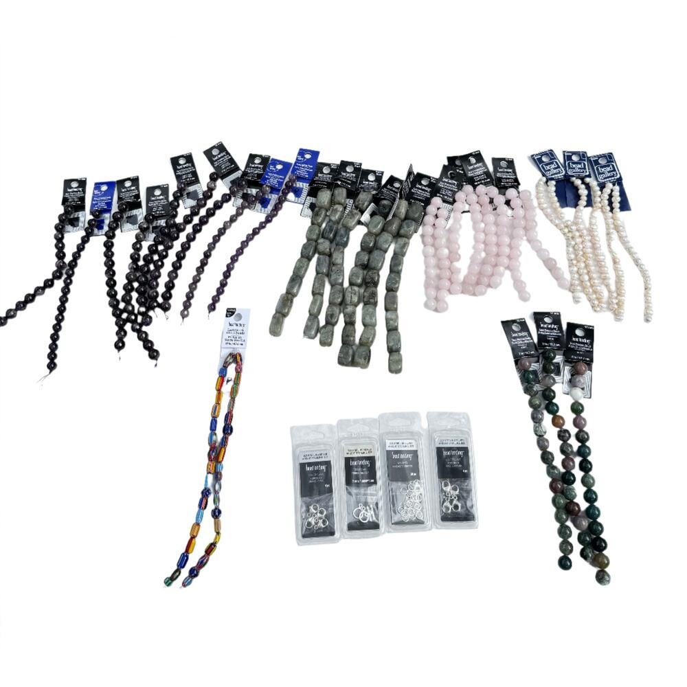 Gemstone Beads Lot NEW - Amethyst Rose Quartz Labradorite Pearls